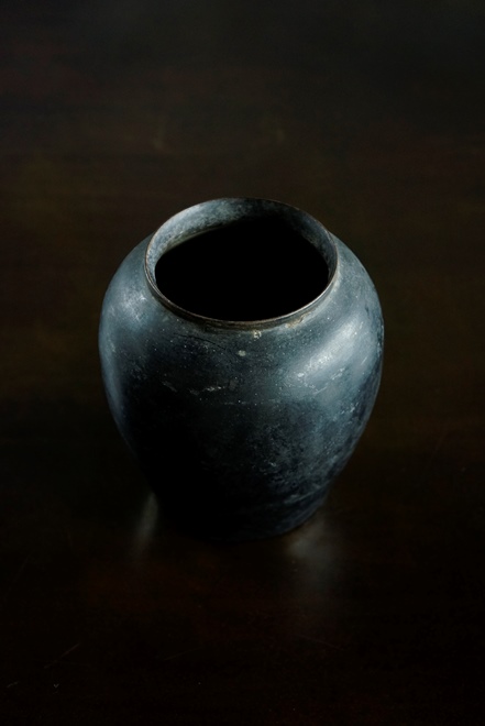 SOLD > iron rim clay pot